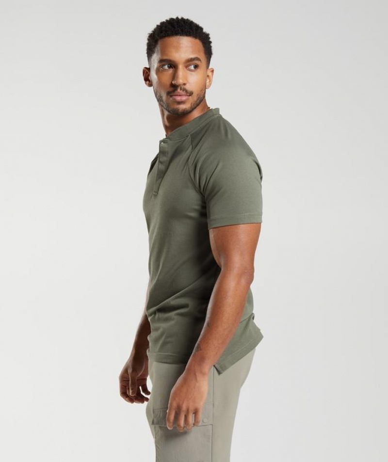 T-Shirts Gymshark Rest Day Commute Polo Shirt Verde Oliva | KOWYZ8560