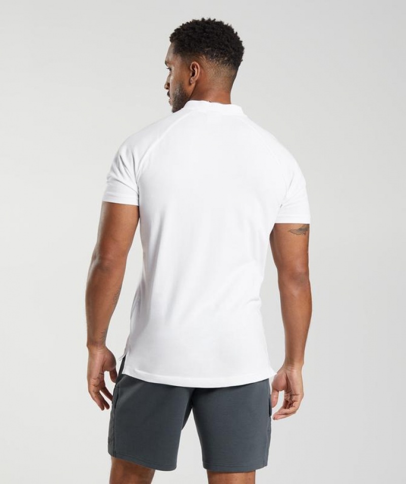 T-Shirts Gymshark Rest Day Commute Polo Shirt Blancas | HQVAU8103