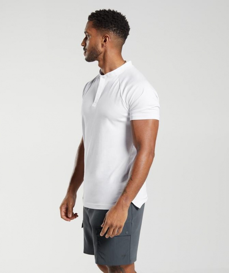 T-Shirts Gymshark Rest Day Commute Polo Shirt Blancas | HQVAU8103