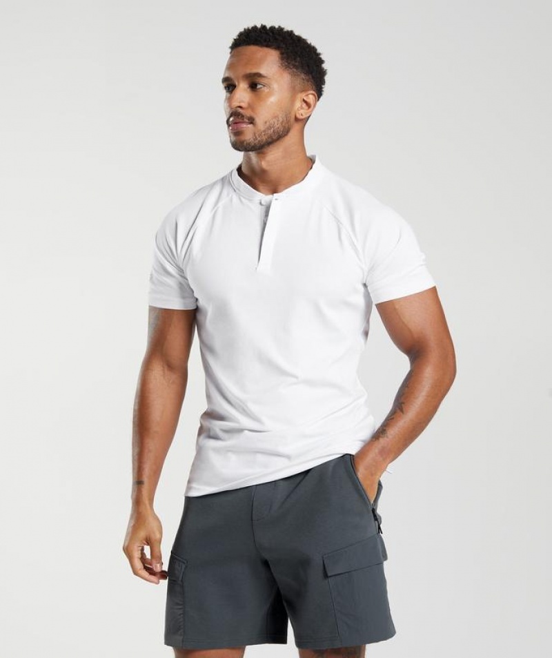 T-Shirts Gymshark Rest Day Commute Polo Shirt Blancas | HQVAU8103