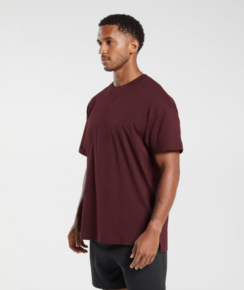 T-Shirts Gymshark Rest Day Essentials T-Shirt Burdeos | XBCWA7829