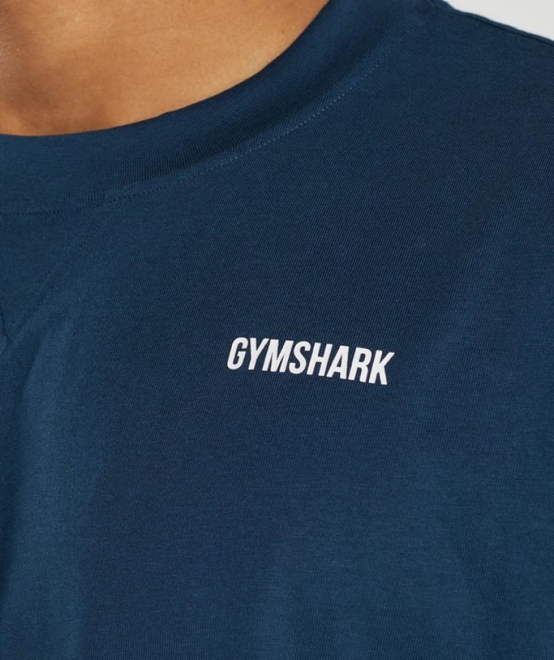 T-Shirts Gymshark Rest Day Sweats T-Shirt Azul Marino | QJBLK3596