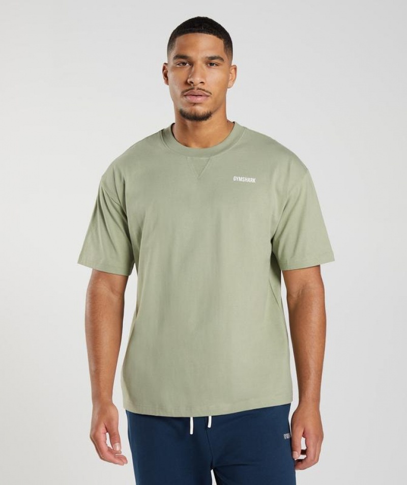 T-Shirts Gymshark Rest Day Sweats T-Shirt Verde | SHRQL9750