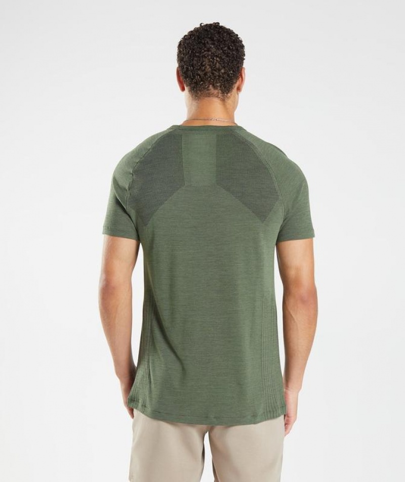 T-Shirts Gymshark Retake Seamless T-Shirt Core Olive/Black Marl | DQEMN6105