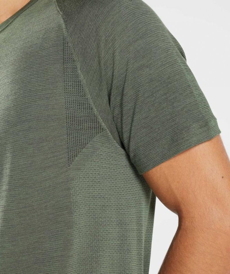 T-Shirts Gymshark Retake Seamless T-Shirt Core Olive/Black Marl | DQEMN6105