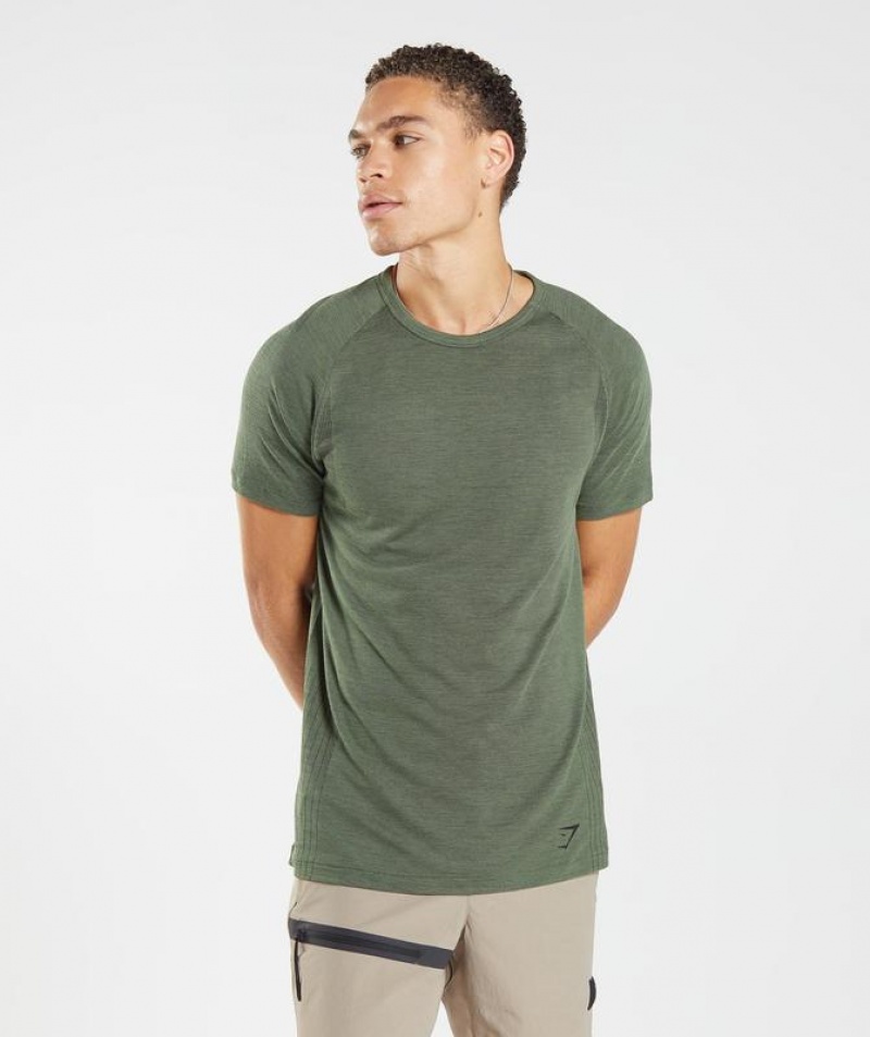 T-Shirts Gymshark Retake Seamless T-Shirt Core Olive/Black Marl | DQEMN6105