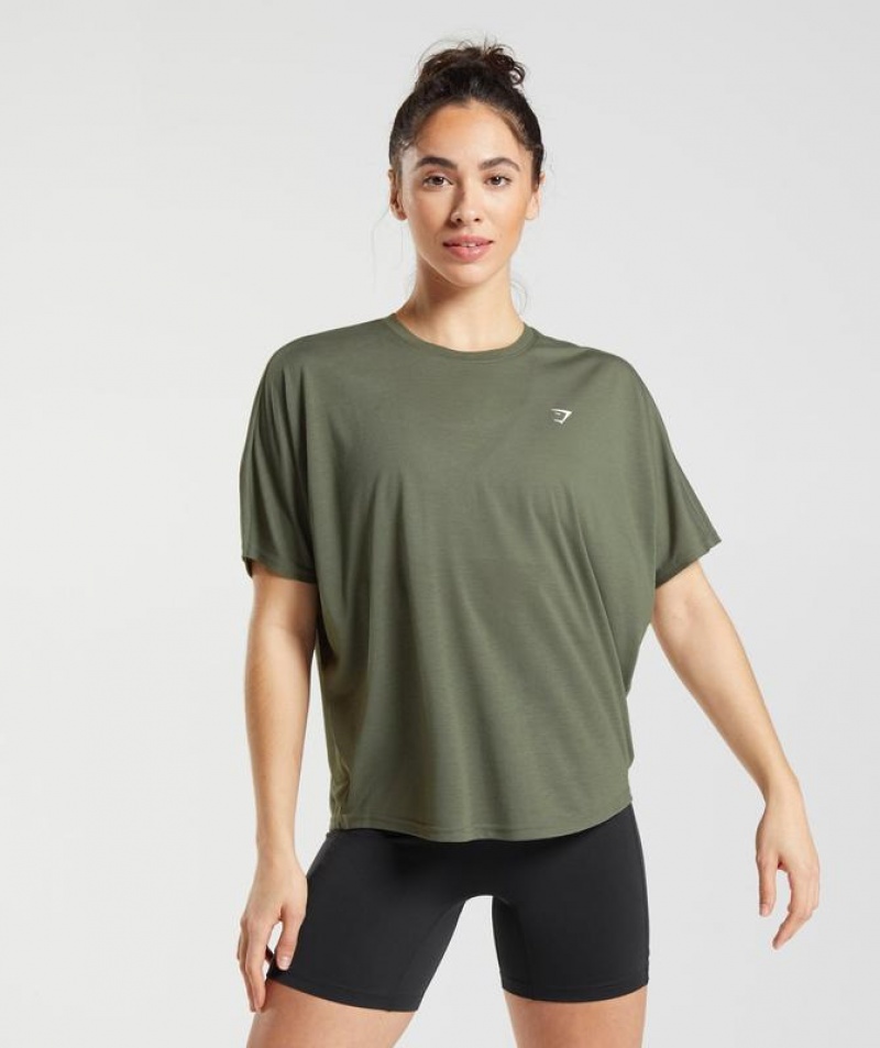 T-Shirts Gymshark Super Soft T-Shirt Verde Oliva | KXNVA2584